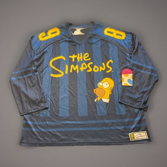 NWT The Simpsons Homer Bart D'OH Striped Graphic Hockey Jersey Mens L/S sz M - Picture 1 of 10